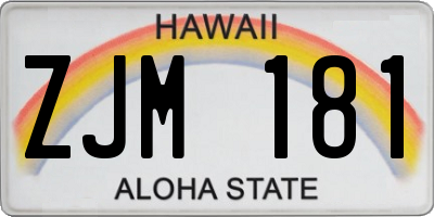HI license plate ZJM181