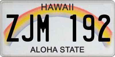 HI license plate ZJM192
