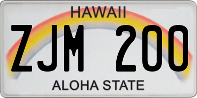 HI license plate ZJM200