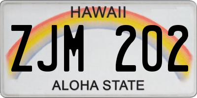 HI license plate ZJM202