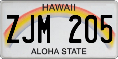 HI license plate ZJM205