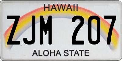 HI license plate ZJM207