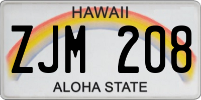 HI license plate ZJM208
