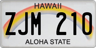HI license plate ZJM210