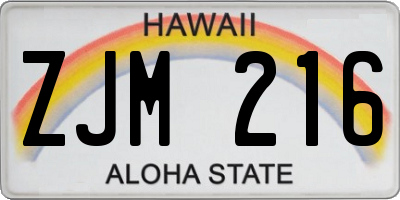 HI license plate ZJM216