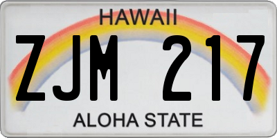 HI license plate ZJM217