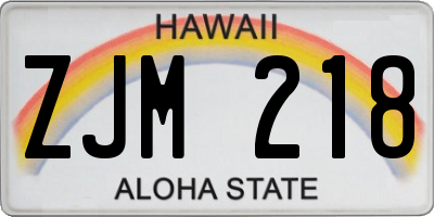 HI license plate ZJM218
