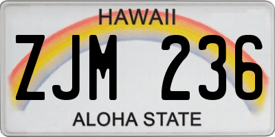 HI license plate ZJM236
