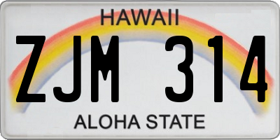HI license plate ZJM314