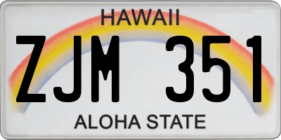 HI license plate ZJM351
