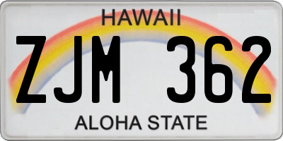 HI license plate ZJM362