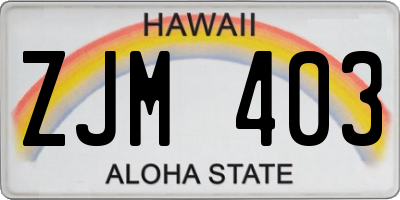 HI license plate ZJM403
