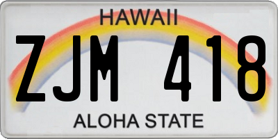 HI license plate ZJM418