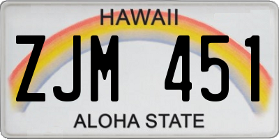 HI license plate ZJM451