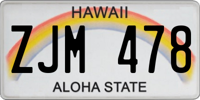 HI license plate ZJM478