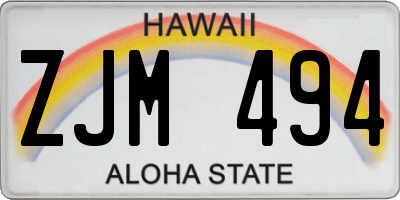 HI license plate ZJM494