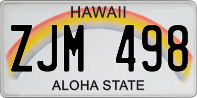 HI license plate ZJM498