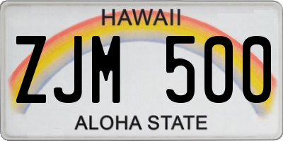 HI license plate ZJM500