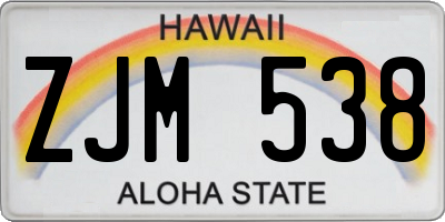 HI license plate ZJM538