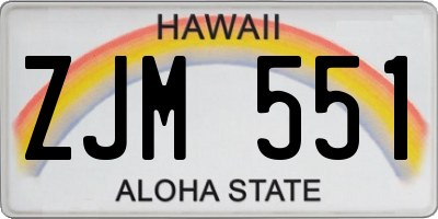 HI license plate ZJM551