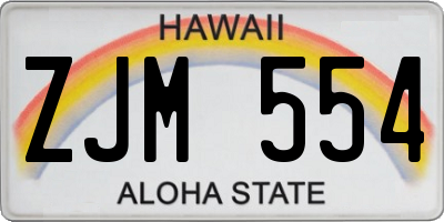 HI license plate ZJM554