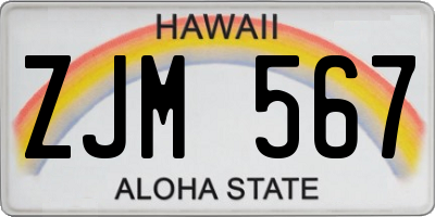 HI license plate ZJM567