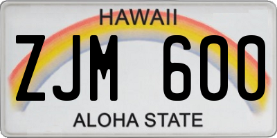 HI license plate ZJM600