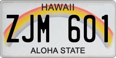HI license plate ZJM601