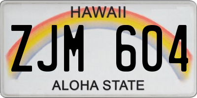 HI license plate ZJM604