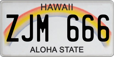 HI license plate ZJM666
