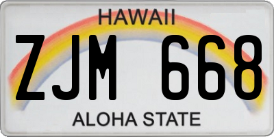 HI license plate ZJM668