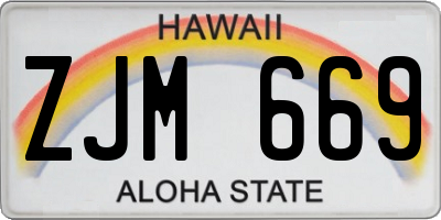 HI license plate ZJM669