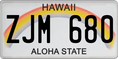HI license plate ZJM680