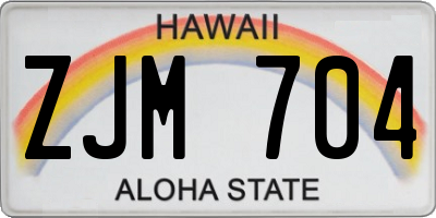 HI license plate ZJM704
