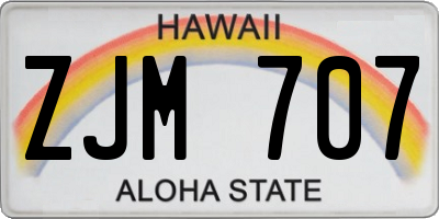 HI license plate ZJM707