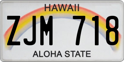 HI license plate ZJM718