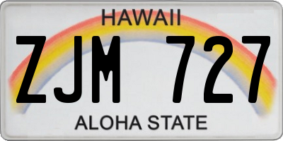HI license plate ZJM727