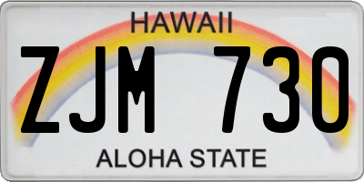 HI license plate ZJM730