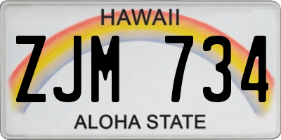 HI license plate ZJM734