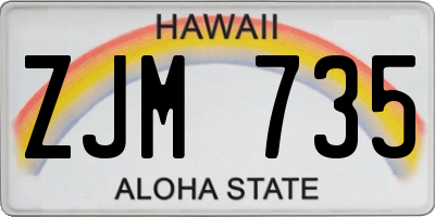 HI license plate ZJM735