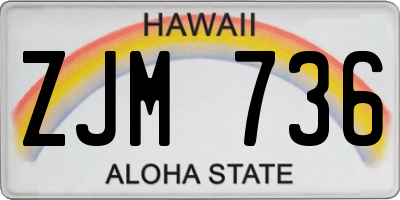 HI license plate ZJM736