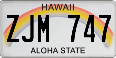 HI license plate ZJM747