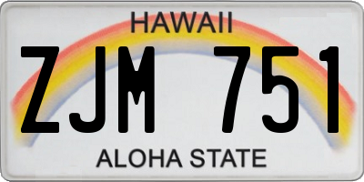 HI license plate ZJM751