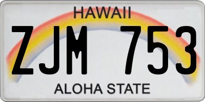 HI license plate ZJM753