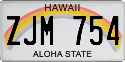 HI license plate ZJM754