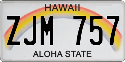 HI license plate ZJM757