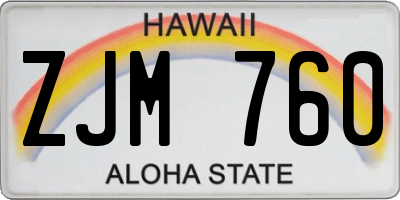 HI license plate ZJM760