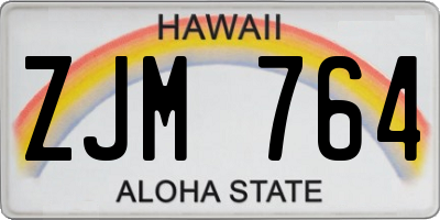 HI license plate ZJM764