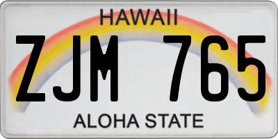 HI license plate ZJM765