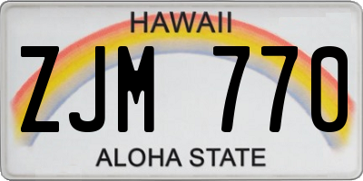 HI license plate ZJM770